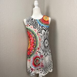 Fleur de Lis Womens Sheath Dress Womens M Art to Wear Colorful Mandala Lace Boho